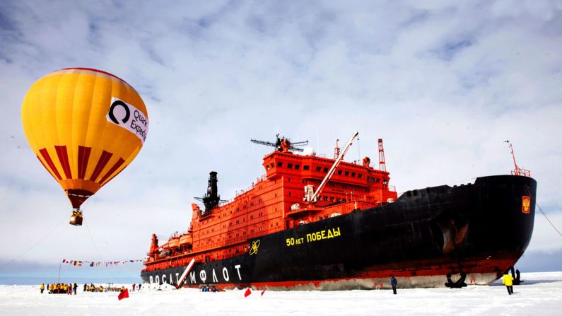 Icebreaker ships already make the journey to the North Pole, with helicopters and hot air balloons to fly over the point where all directions are south.