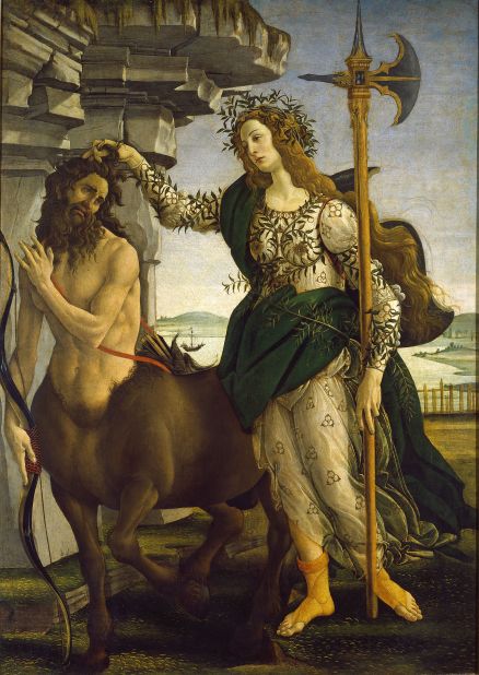 On loan from the Uffizi, Botticelli's Pallas and the Centaur was discovered in 1895 by William Blundell Spence in one of the ante-rooms of the Palazzo Pitti. Believed to be an allegory for the Pazzi wars, it pictures the moment when half man-half horse is brought under the control of Pallas.