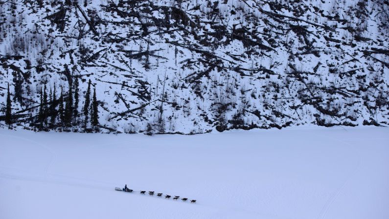 Iditarod Trail Sled Dog Race mushers make their way Thursday, March 10, toward the Cripple checkpoint and Yukon River in Alaska. 