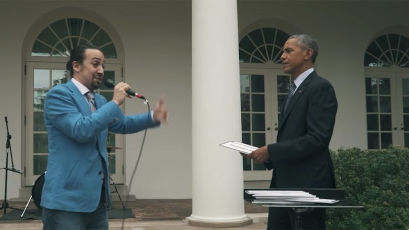 Hamilton creator freestyles with Obama