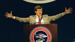 The late Lee Atwater, Republican National Committee Chairman, during a speech to the National Federation of Republican Women's convention in Baltimore, Maryland in 1989.
