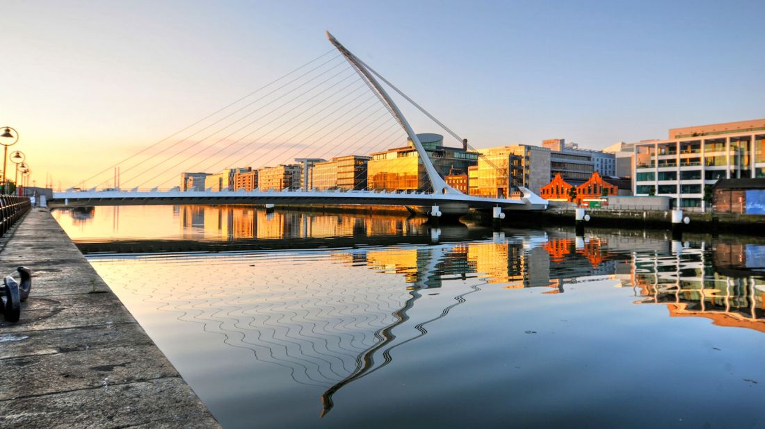 <strong>Dublin Docklands (Dublin):</strong> The regenerated Dublin Docklands have seen plenty of new developments in recent years, including the construction of the Convention Centre Dublin and Samuel Beckett Bridge (pictured). 