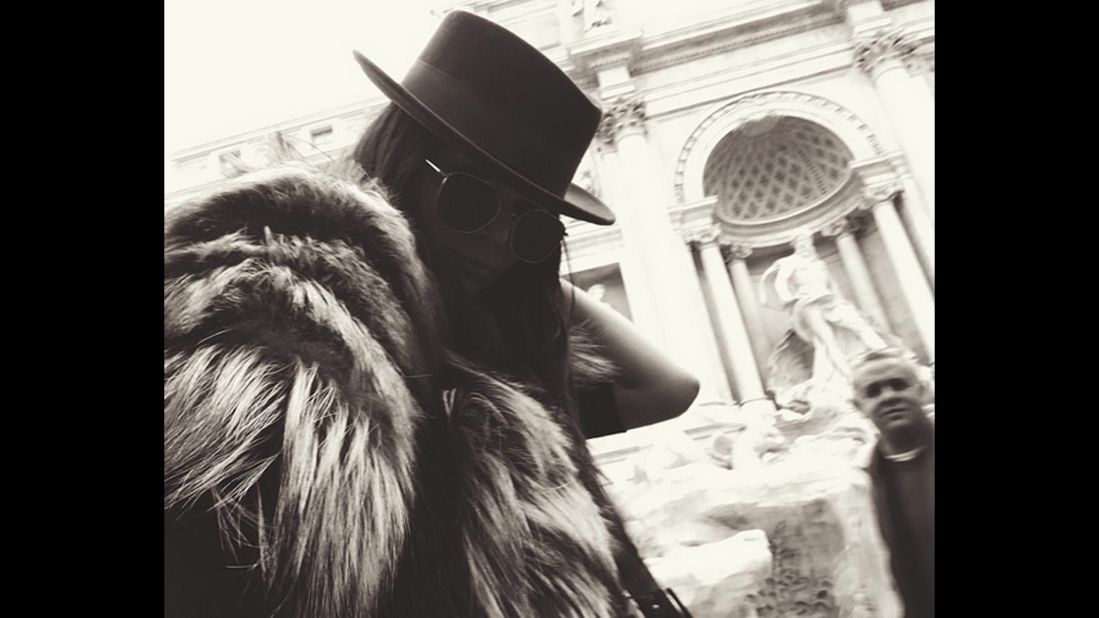 Model Kendall Jenner takes a selfie in Rome on Saturday, March 12. "Keepin a low prof at the Trevi Fountain," <a href="https://www.instagram.com/p/BC3OjBHjo1D/?hl=en" target="_blank" target="_blank">she said on Instagram.</a>