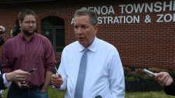 Republican presidential candidate Ohio Governor John Kasich casts his ballot in Westerville, Ohio.