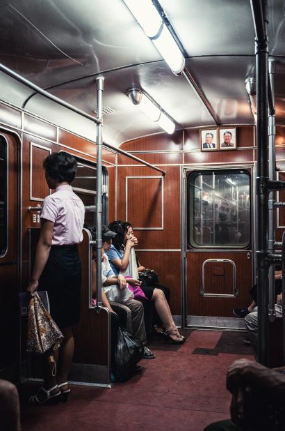 Riding the Pyongyang Metro. The underground network has two lines and 17 stations.