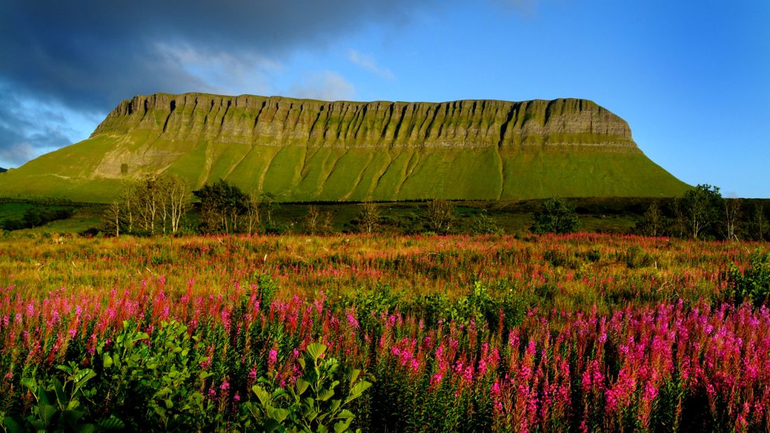 <strong>Benbulbin (Sligo): </strong>In the heart of Yeats Country -- the childhood home and final burial place of the poet W. B. Yeats -- Benbulbin is a jaw-like slab of the Dartry Mountains. It gained its distinctive shape during the Ice Age. It can be found on the northwest coast. 