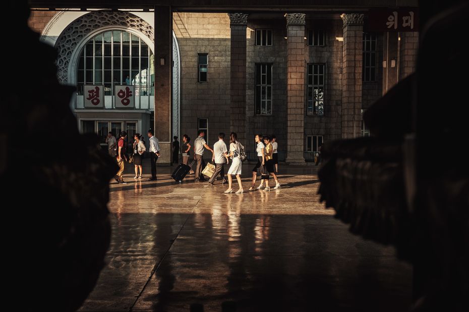 London-based amateur photographer Michal Huniewicz recently visited North Korea as a tourist. He snapped dozens of images during his trip -- some permitted, others not. Huniewicz took this photo from the window of a train as he pulled into Pyongyang from Dandong. "It looked like something you would see in a theater," he says. "It's a bit too perfect."   