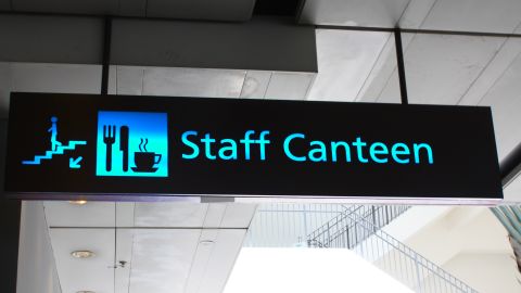 Sign for the Singapore airport "staff canteen".