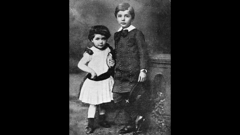 A young Einstein poses with his sister in this undated photo. Einstein was born in Germany but later moved to the United States and became a U.S. citizen.