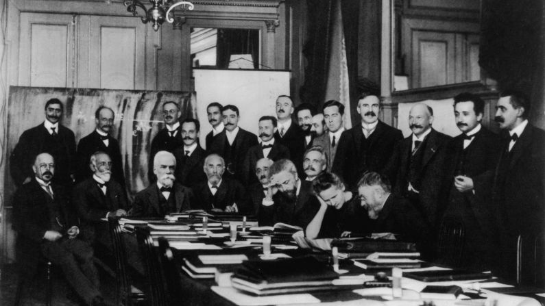 Einstein, second from right, attends an international physics conference in Brussels, Belgium, in 1911.