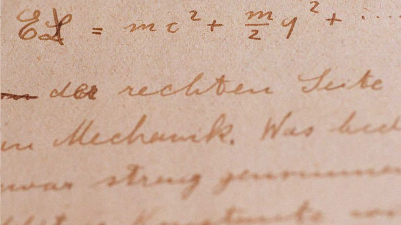 The earliest surviving manuscript of Einstein's theory of relativity sold for $1.2 million in 1987. It features the mass-energy equivalence formula (E=mc²).