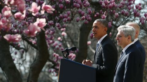 President Barack Obama nominates Judge Merrick B. Garland to the US Supreme Court, in the Rose Garden at the White House on March 16, 2016.