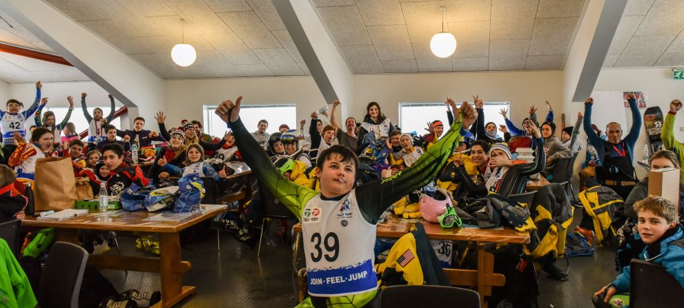It is a chance for young athletes from nine different polar regions to spend time with each other -- particularly when there's a weather delay, like this one during the snowboarding.