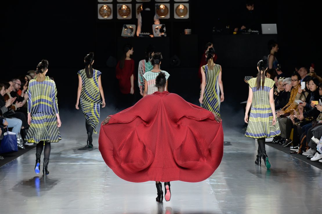 Miyake's design houses continue to produce exceptional clothing, as shown here at the Issey Miyake show finale at Paris Fashion Week, March 2016. 