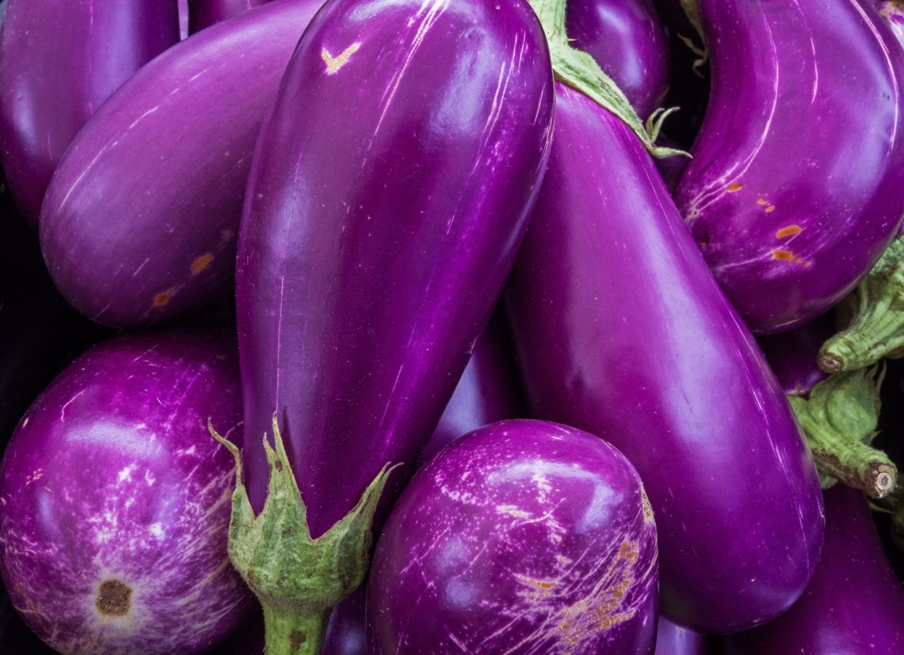 Eggplant owes its vibrant skin color to the presence of anthocyanin.