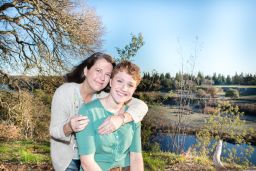 Pam and Amanda Lipp pose near their home in California.