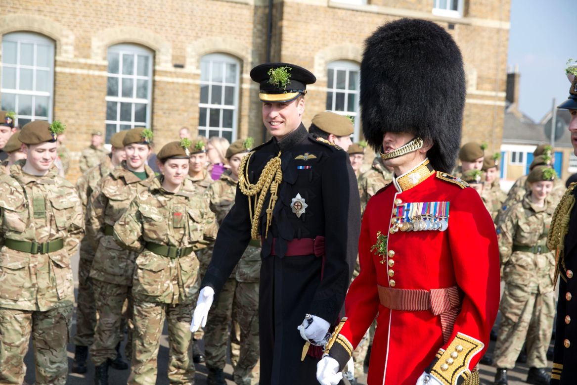 Britain's Prince William attends the St. Patrick's Day parade in London.