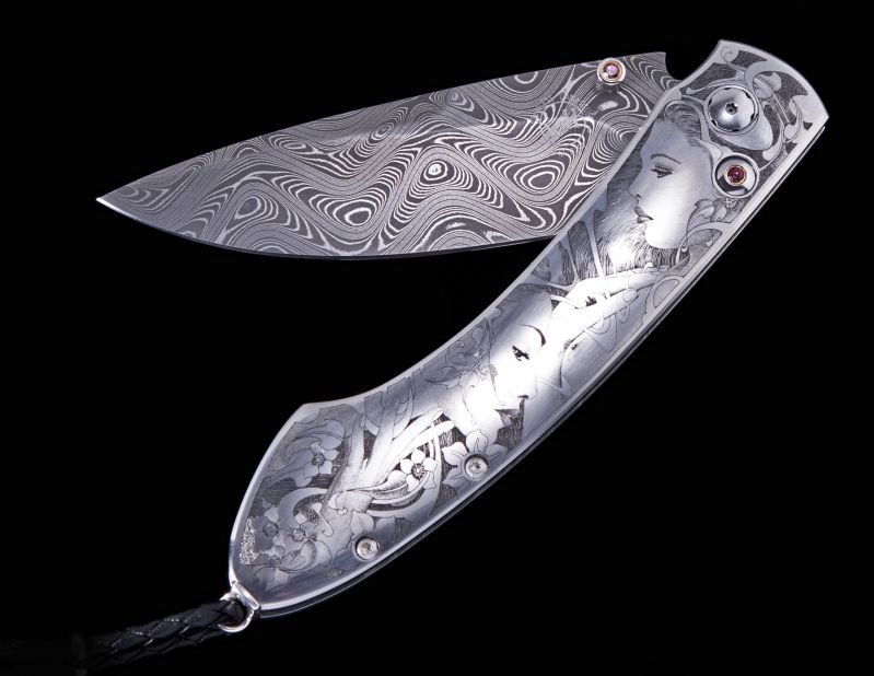 The most expensive item to date is this hand-carved knife, which retails for $35,000. An unreleased item, which has been under construction for 12 months, is expected to retail for $60,000.
