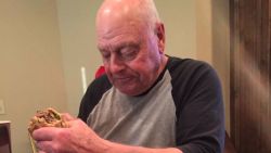 Kelsey Harmon tweeted a picture of her grandpa sadly eating one of the 12 burgers he prepared for his 6 grandchildren who didn't show up for dinner.