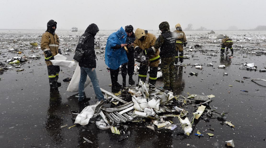 Russian investigators work at the wreckage of the <a href="http://edition.cnn.com/2016/03/18/europe/russia-plane-crash/" target="_blank">flydubai passenger jet that crashed on March 19,</a> killing all 62 people on board as it tried to land in bad weather in Rostov-on-Don.