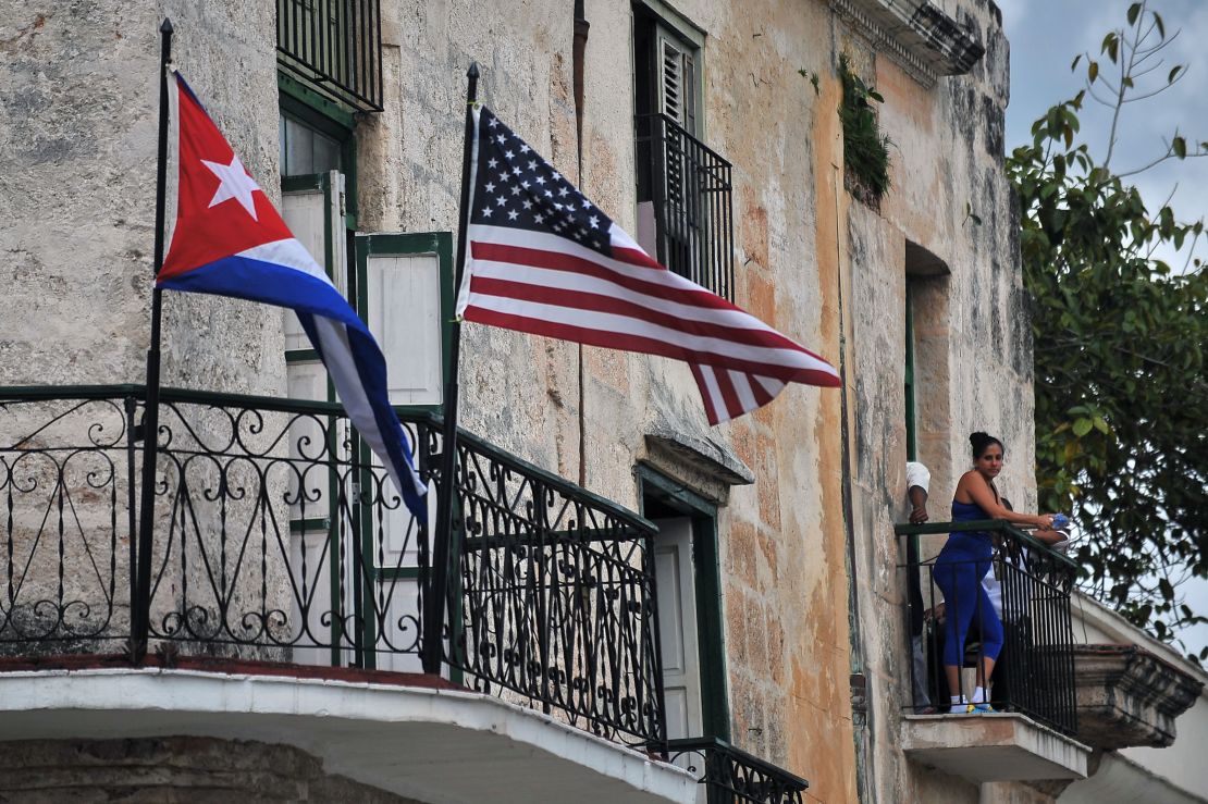 Cuban and American flags