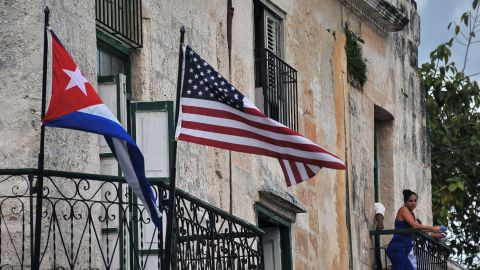 Cuban and American flags