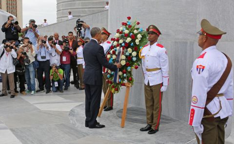 Obama lays a wreath at the Jose Marti monument in Havana's Revolution Square on March 21. "It is a great honor to pay tribute to Jose Marti, who gave his life for independence of his homeland," Obama wrote after he laid the wreath. "His passion for liberty, freedom, and self-determination lives on in the Cuban people today."
