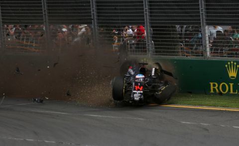 Alonso said he "saw a little space to get out of the car" and did so as quickly as could so that his mother, watching the race at home, could see he was safe.