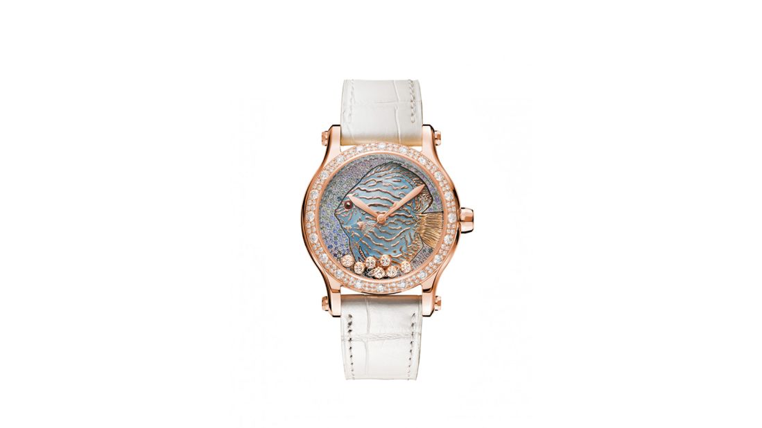 Chopard's The Happy Fish uses fleurisanne engraving to create motifs in high relief.