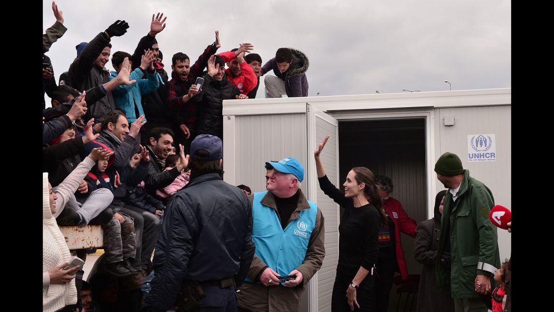 Jolie greets refugees and migrants in the port of Piraeus, Greece, during a visit in March 2016. <a href="http://www.cnn.com/2016/06/02/entertainment/gallery/tbt-angelina-jolie/index.html" target="_blank">See Jolie before she was famous</a>