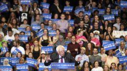 Bernie Sanders speaks during a campaign rally at West High School on March 21, 2016 in Salt Lake City, Utah.