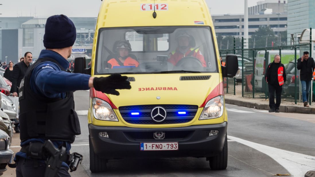 Ambulances arrive at the airport.