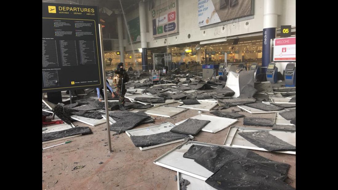 This photo from inside the airport was shared by Jef Versele on Facebook.