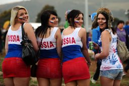 Russian fans attend the 2011 Rugby World Cup match against Australia.