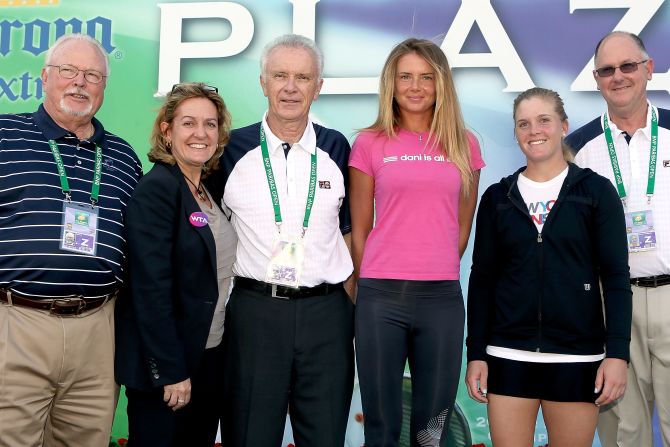 Simon, pictured far right at Indian Wells in 2013, told CNN: "To hear these comments brings the disappointment we all share." 