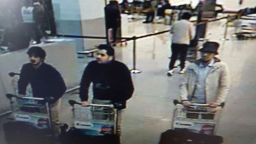 Investigators are searching for the man in the black hat shown in surveillance footage at the Brussels airport.