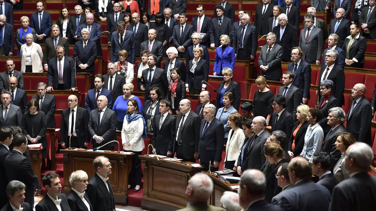 France's Parliament observes a minute of silence on March 22.