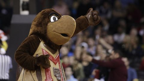 Maryland's mascot, Testudo, performs during a game on Sunday, March 20.