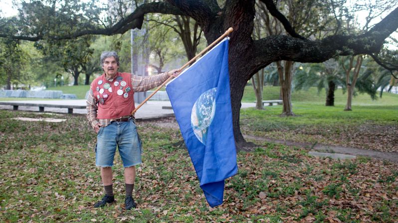Bernard "Ben" Gordon, 66, of New Orleans was among the activists who protested the auction. Environmentalists are calling for the federal government to keep fossil fuel resources beneath the ground. Mining and burning them contributes to climate change.