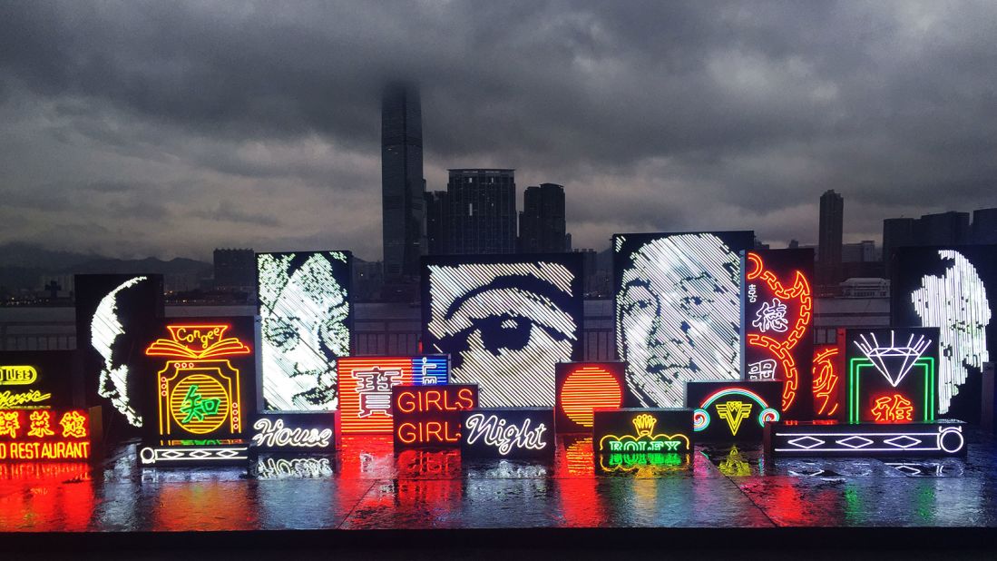 Vhils worked with local neon masters to produce these new works, which appear at the "Debris" exhibition. 