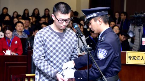 Li Xiangnan stands trial at the Intermediate People's Court on Wednesday in the eastern Chinese city of Wenzhou on Wednesday, March 23.