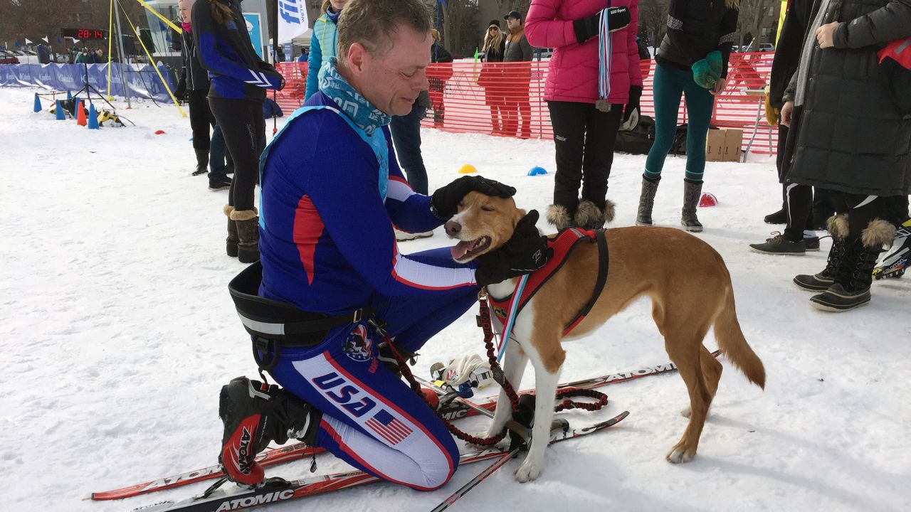 "Any dog that pulls at its leash can be a skijoring dog," provided it's big enough to pull you, said Dallas Johnson, a skijorer of six years whose four-legged companion, Comet.