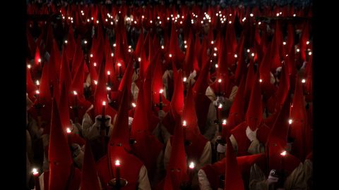 Penitents take part in a parade in Zamora on March 23.