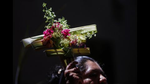 A Catholic attends a Palm Sunday Mass in Managua, Nicaragua, on March 20. 