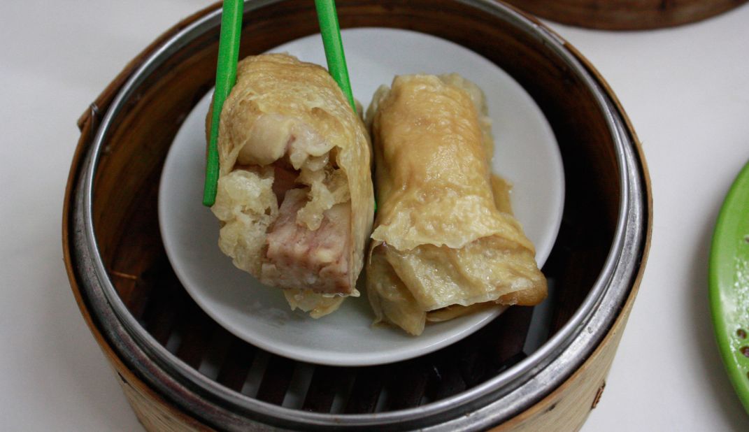 Choi Lung's bean curd sheet wraps are filled with chicken, taro and fish maw. The taro is lightly cooked with a crunchy outer layer, leaving the chicken tender and the fish maw perfectly juicy.