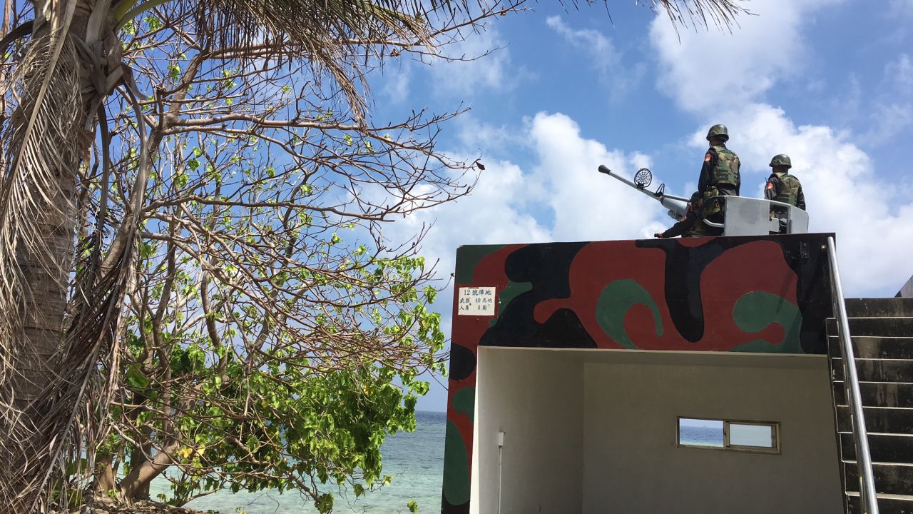One of the military bunkers and anti-aircraft batteries defending Taiping Island. Taiwan officials say they replaced the Marines who used to defend this island with coast guard personnel more than a decade ago.