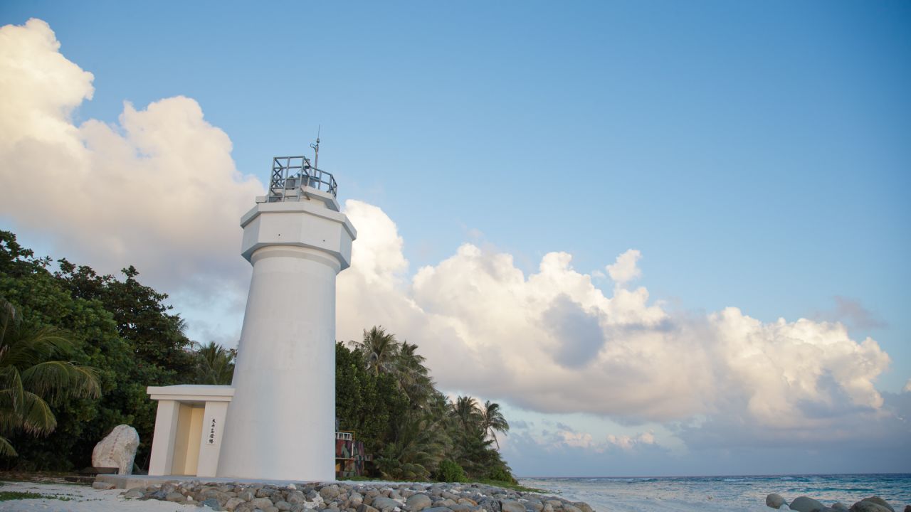 A lighthouse is pictured on Taiping Island, also known as Itu Aba, in the South China Sea.