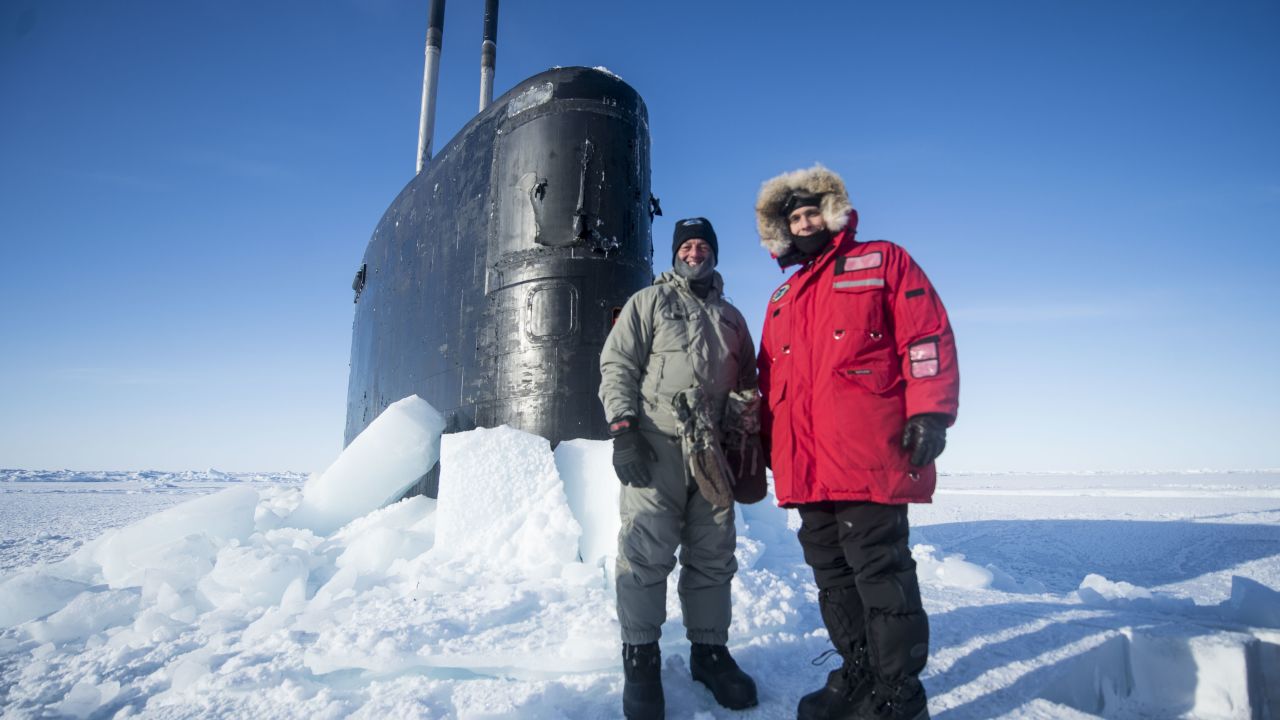 160318-N-QA919-432 Arctic Circle (March 15, 2016) - Lt. Gen. Russell J. Handy, Commander, Alaskan Command, stands with Cmdr. Thomas Aydt, Commanding Officer of Los Angeles-class submarine USS Hartford (SSN-768) during Ice Exercise (ICEX) 2016. ICEX 2016 is a five-week exercise designed to research, test, and evaluate operational capabilities in the region. ICEX 2016 allows the U.S. Navy to assess operational readiness in the Arctic, increase experience in the region, advance understanding of the Arctic Environment, and develop partnerships and collaborative efforts. (U.S. Navy photo by Aerographer's Mate 2nd Class Zachary Yanez)