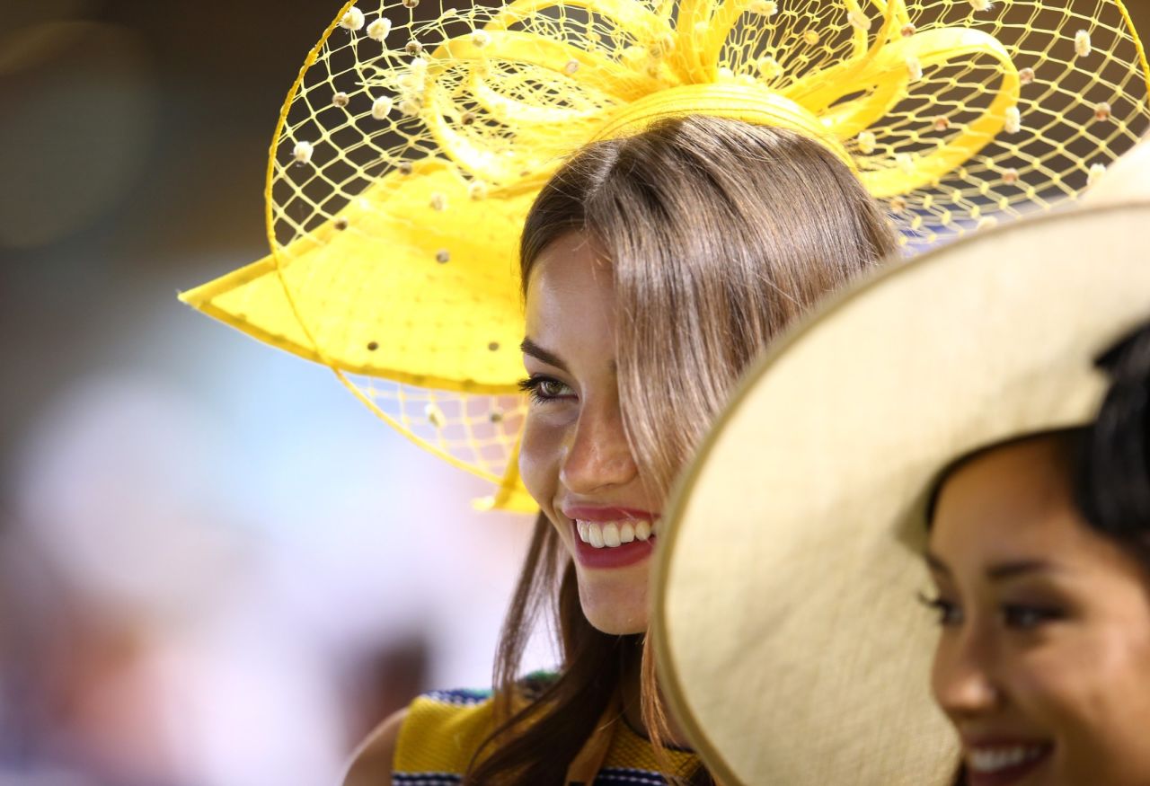 A typically stylish racegoer at an event which is a big part of the Dubai social scene. 