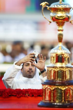 The Dubai World Cup golden trophy attracted a lot of attention among spectators at Meydan. 